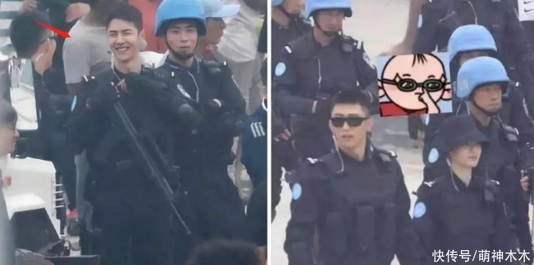 《理想照耀中国》和《维和部队》也先后曝出路透照片,都能看到王一博